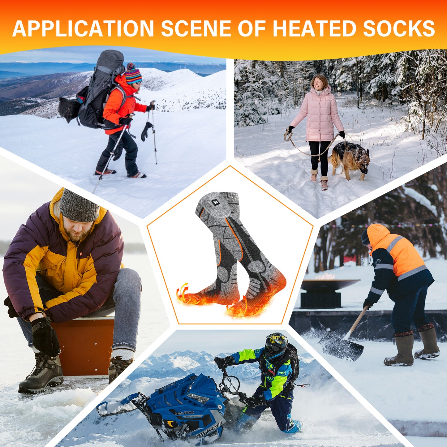 Heated Socks, MRAWARM 5V 6000mAh Rechargeable Heated Socks, Unisex