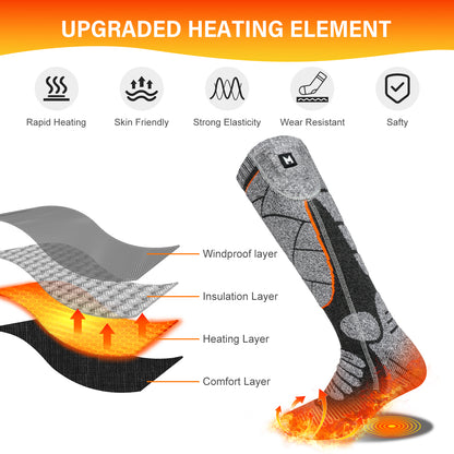 Heated Socks, MRAWARM 5V 6000mAh Rechargeable Heated Socks, Unisex