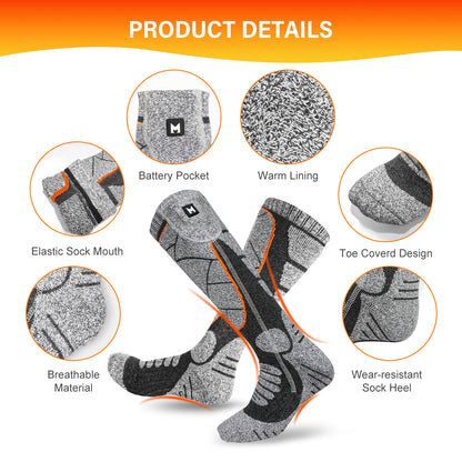 Heated Socks, MRAWARM 5V 6000mAh Rechargeable Heated Socks, Unisex